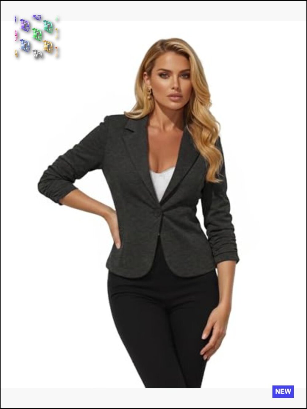 Lightweight Ponte Blazer Classic Work Office Stretch Cardigan Jacket Chic - Picture 3 of 7
